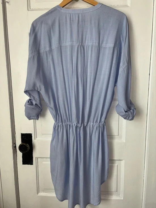 BANANA REPUBLIC BUTTON FRONT COLLARLESS SHIRT DRESS - Picture 5 of 7